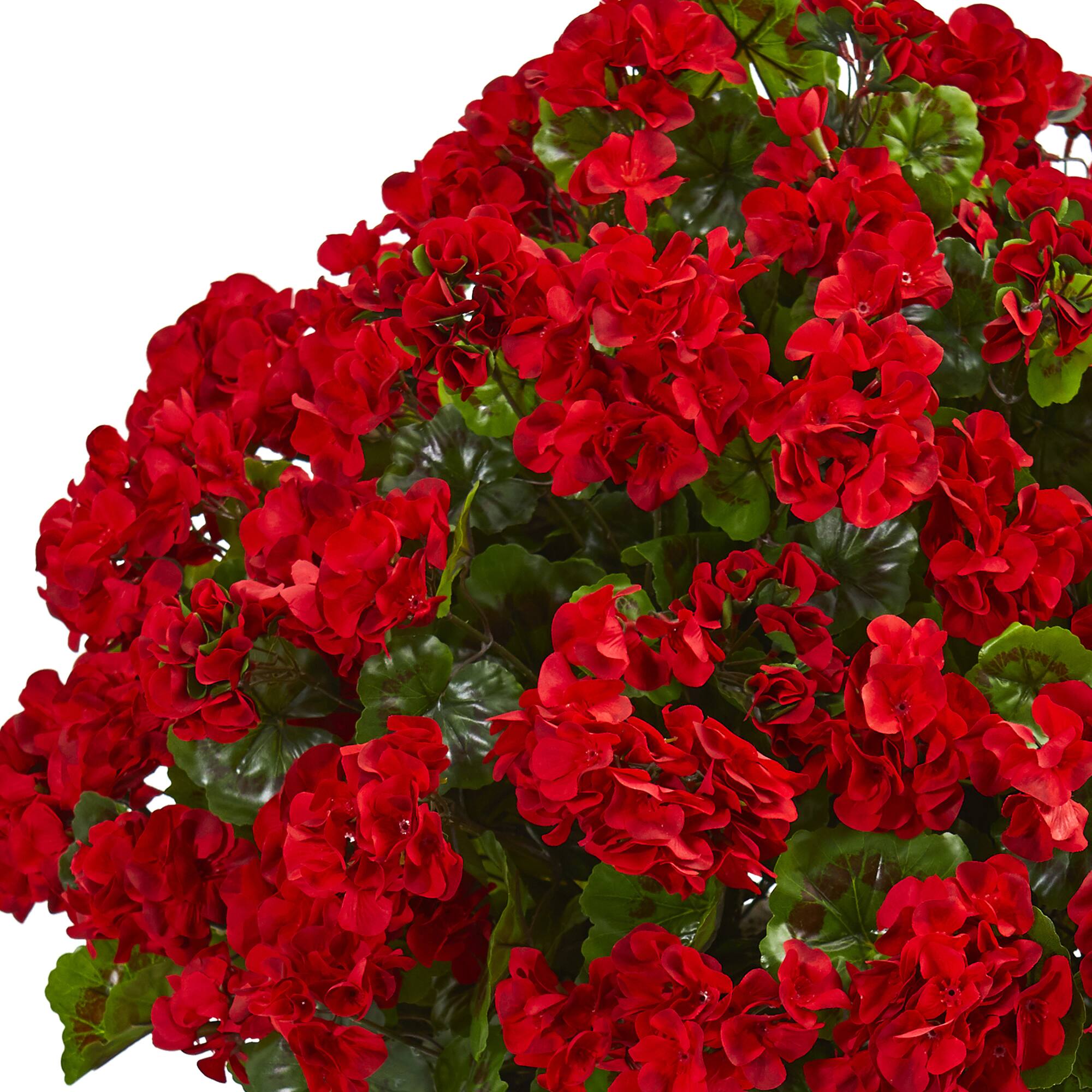 2.7ft. Red UV Resistant Geranium Artificial Plant in Slate Planter
